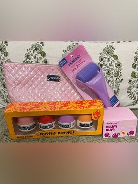 Wellness Bundle Bebe Pink Bag, Various Body Butters & Purple Cold Therapy Roller